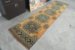 Oushak Runner Rugs Turkish Hand-Knotted Hallway Carpet Vintage Rug 3×11 ft 435