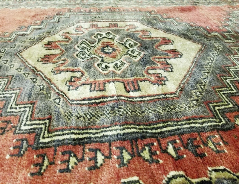Exclusive Antique Cr1930-1939s Wool Pile Tribal Rug 4’6”x 9’3” gallery