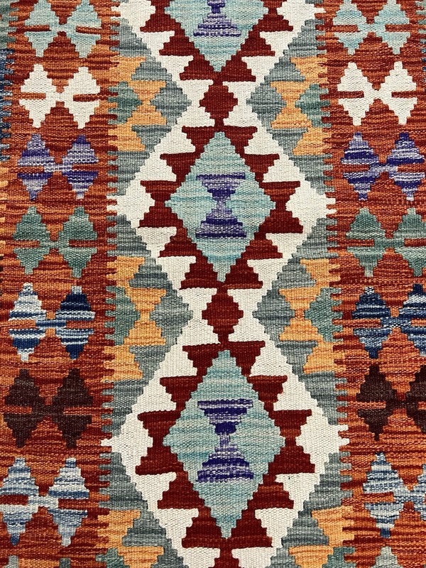 Handmade Kilim Runner wool natural colours Afghan Traditional 201cmx72cm gallery