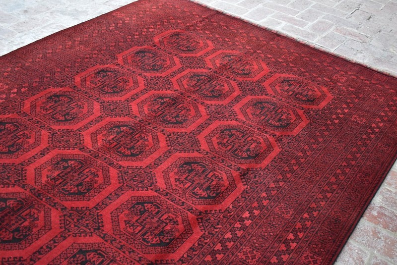 7x9 ft Afghan Antique Turkmen Ersari Area Rug Red Oriental Hand Knotted Wool Rug gallery