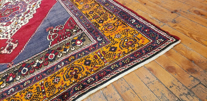 Bohemian Vintage 1940-1950s Indigo Blue Dye Wool Pile Taspinar Rug 5'1"×8'5" gallery