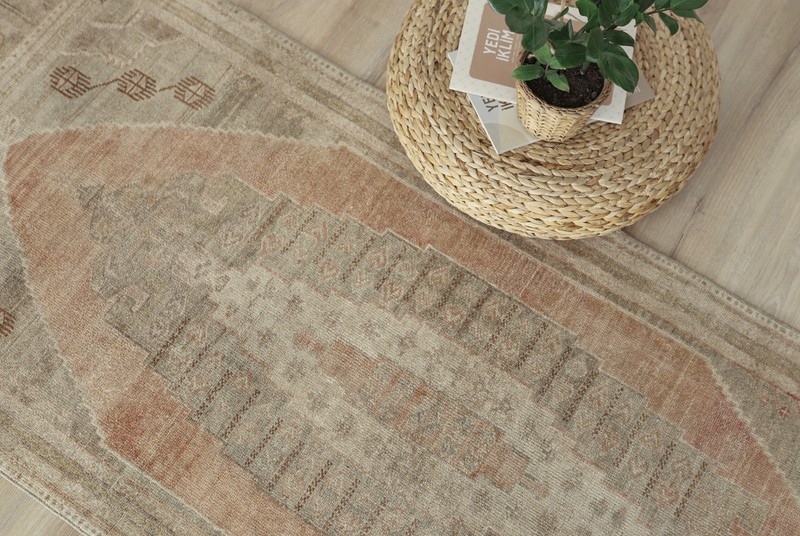 3x8 Vintage Turkish Runner Rug, Hand Knotted Wool Hallway Rug,Oushak Runner, gallery