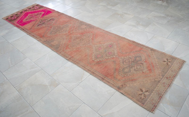 3x11 Runner Rug Turkish Hand-knotted Hallway Rug HOT PINK Kitchen Decor Bed Side gallery