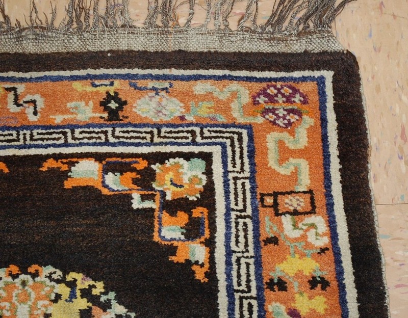 c1900s ANTIQUE MINT CHINESE EAST TURKESTAN KHOTAN RUG 2'7" x 4'6" ONE OF A KIND gallery