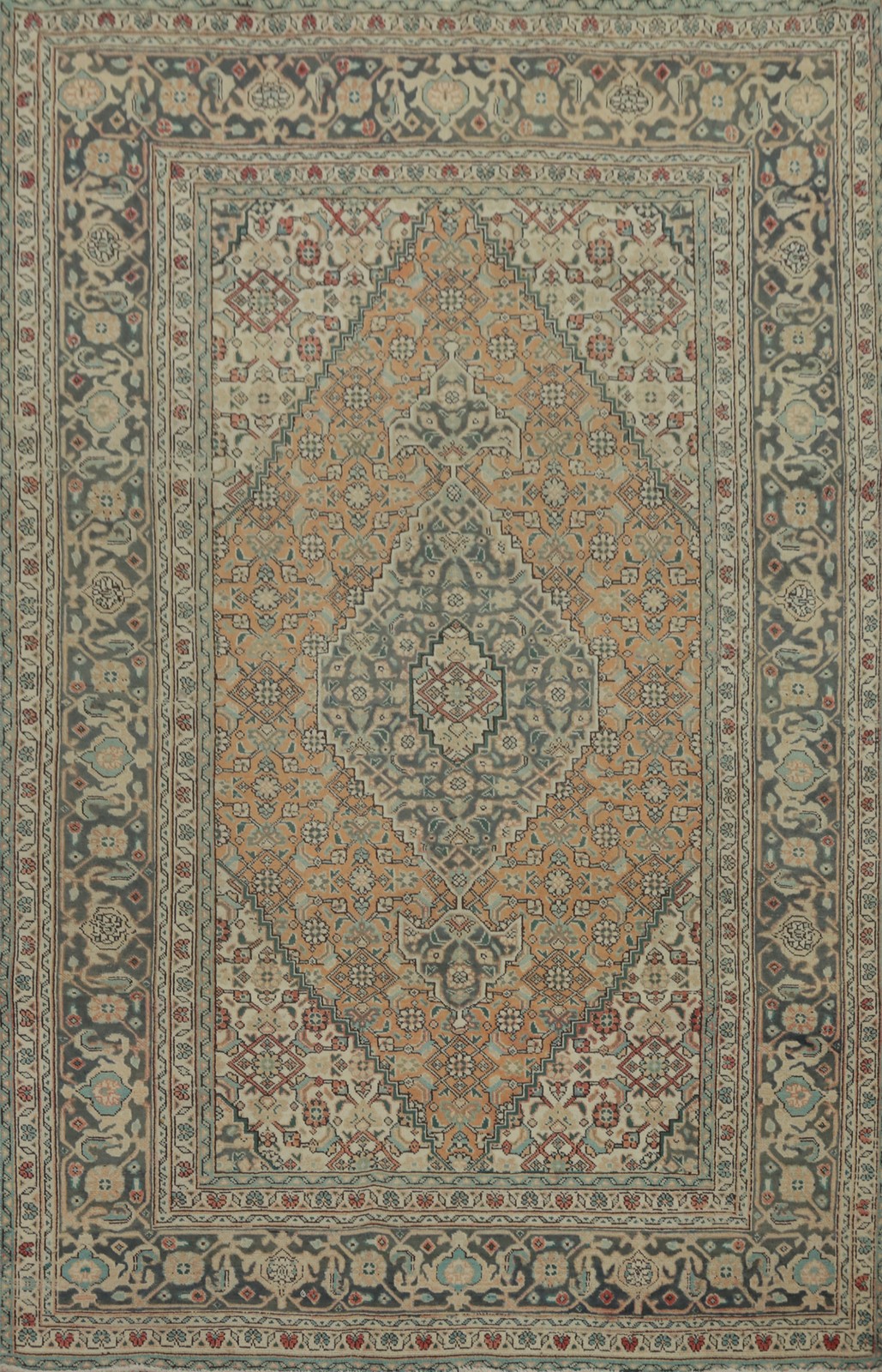 Orange Vegetable Dye Traditional Geometric Area Rug 7x10 ft Hand-knotted Wool gallery