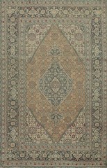 Orange Vegetable Dye Traditional Geometric Area Rug 7×10 ft Hand-knotted Wool
