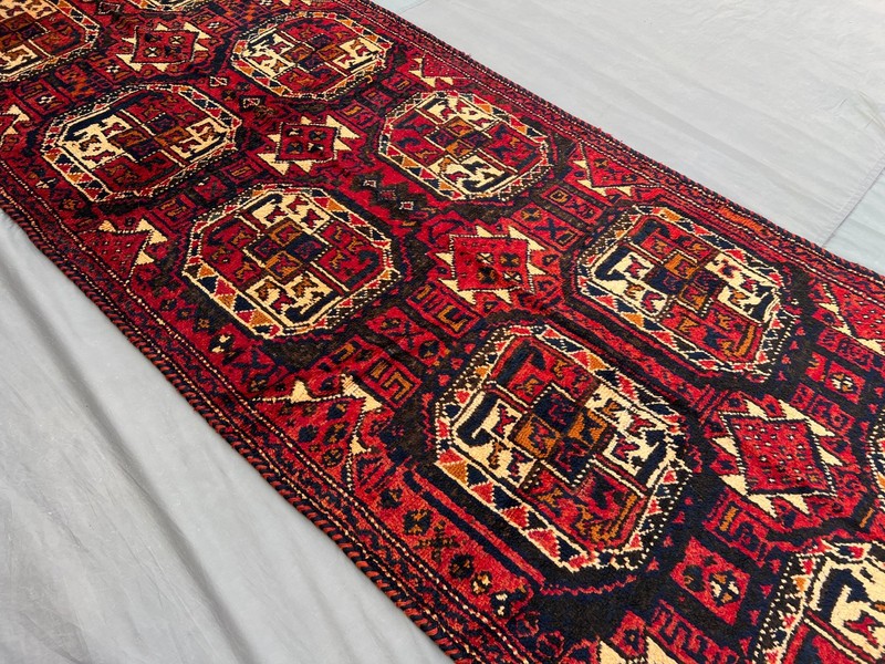 Antique Turkmen Tekke Rug 4'2 x 11'9 ft, Hand-Knotted Wool, Rare Tribal Runner gallery