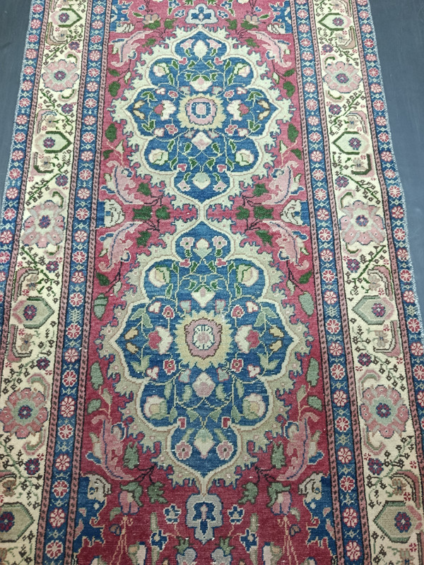 Red Antique Handmade Medallion Runner, 2.7x5.8ft, Vintage Oriental Entryway Rug, gallery
