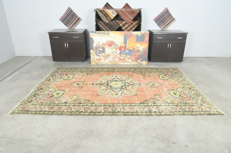 5x9 Turkish Antique Rug Anatolian Hand-Knotted Vintage Oushak Large Carpet,158 gallery