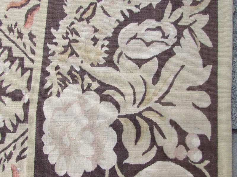 Vintage Hand Made French Design Wool Beige Black Original Aubusson 300X243cm gallery