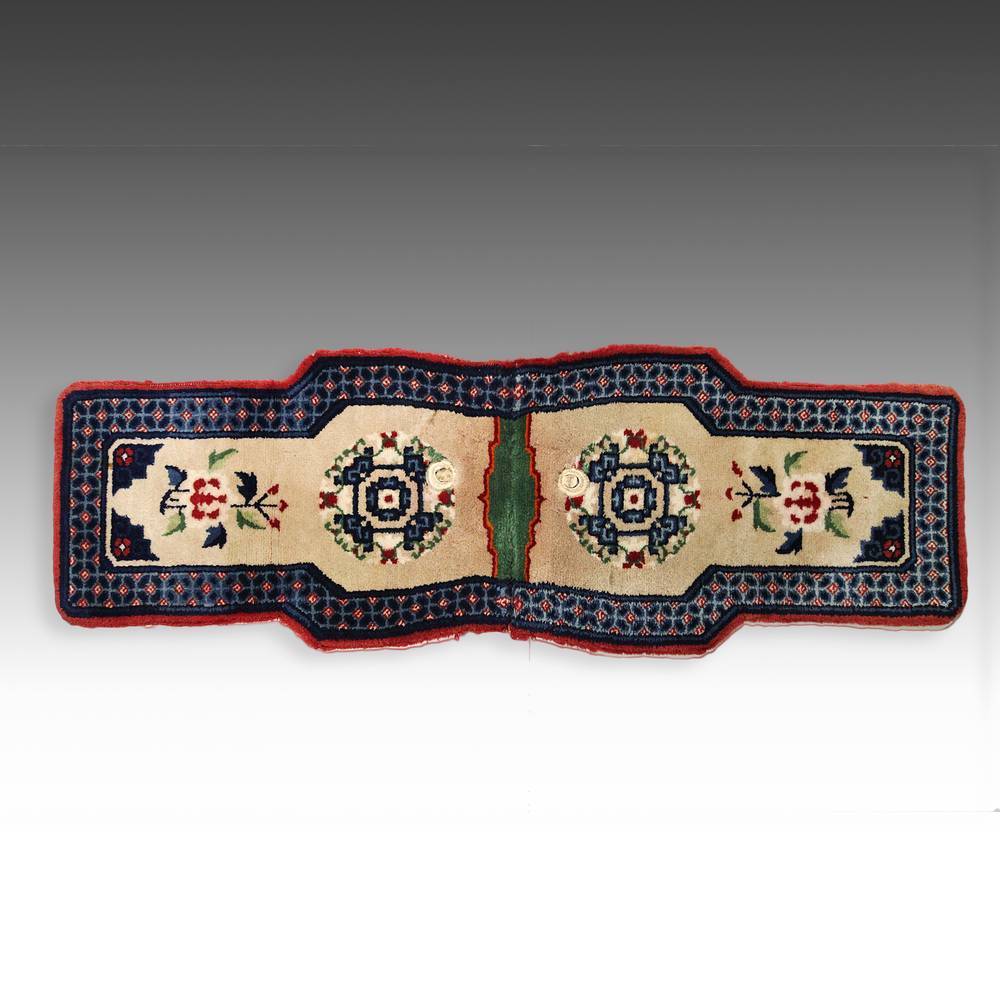 TIBETAN SADDLE RUG WOOL PILE TIBET CHINA TEXTILES FLORAL MID 20TH C. gallery
