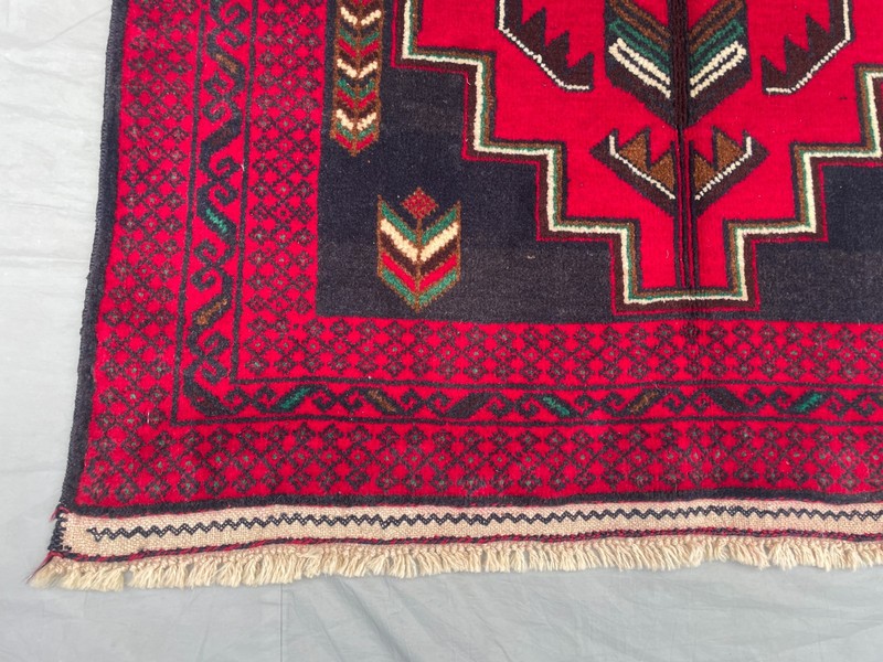 2'11x4'11 ft Vintage Turkmen Hand Knotted Wool Red Black Dual Medallion Area Rug gallery