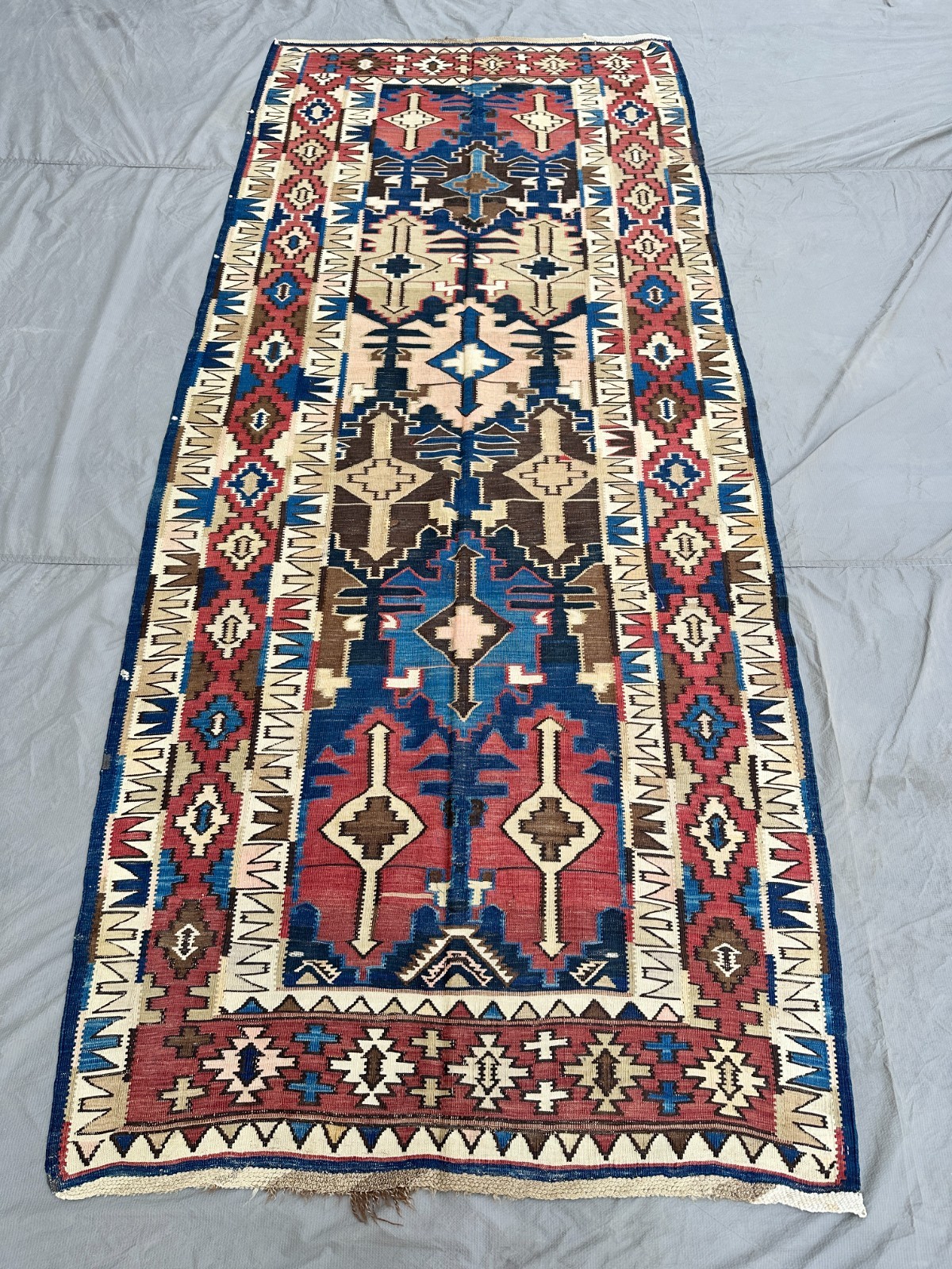 4.5 X 10 COLLECTORS’ ITEM Antique Above 100 Years Old Azerbaijan Shirvan Kilim gallery