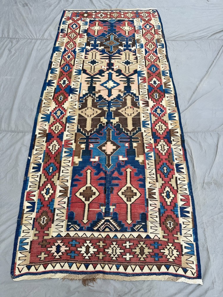 4.5 X 10 COLLECTORS’ ITEM Antique Above 100 Years Old Azerbaijan Shirvan Kilim