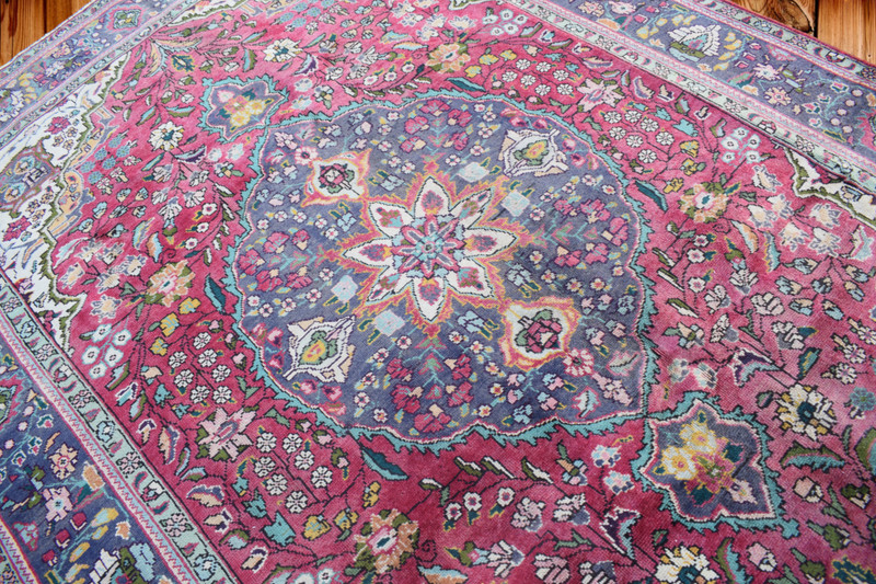 Vintage S Antique Handmade Wool Area Rug 6'8 x 9'7 Vase Medallion Design 7 x 10 gallery
