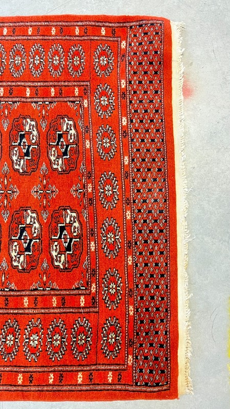 Vintage Bokara Design Runner, Deep Red Field, Hand-Knotted Wool gallery