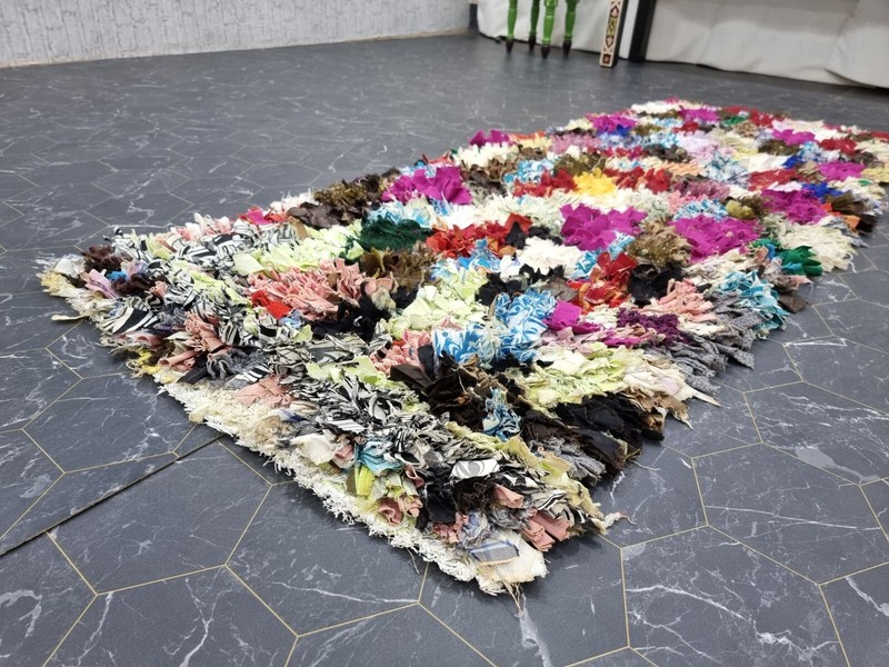 Moroccan Handmade Vintage Boucherouite 2'3" x6' Berber Checkered Multicolor Rug gallery