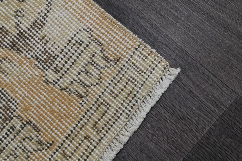 Vintage Turkish Runner Rug 2x7ft Wool Anatolian Handmade Hallway Oushak ORANGE gallery