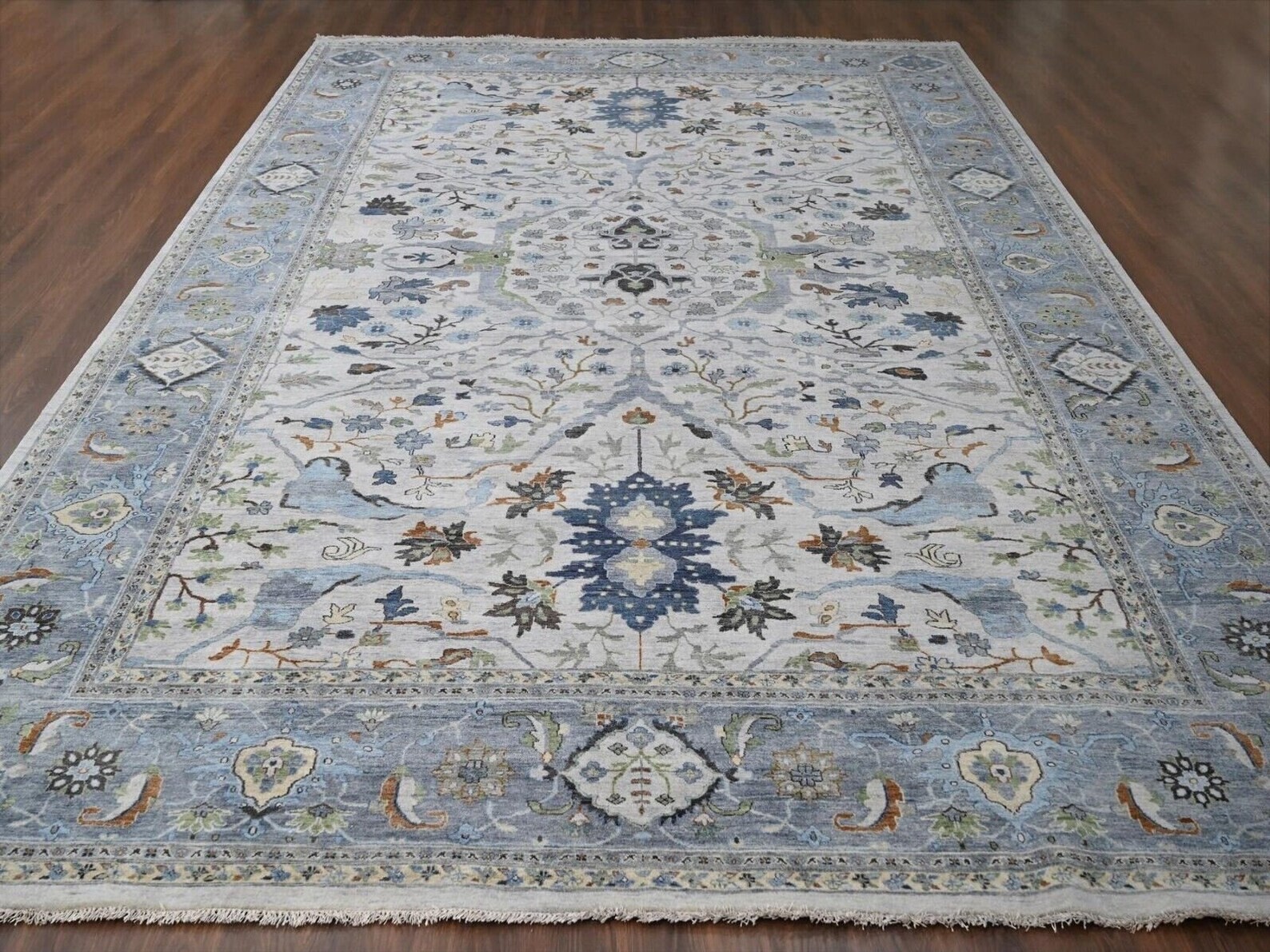 12'x18'Gray, Hand Knotted, Angora Oushak With All Over Design, Dense Weave, Rug gallery