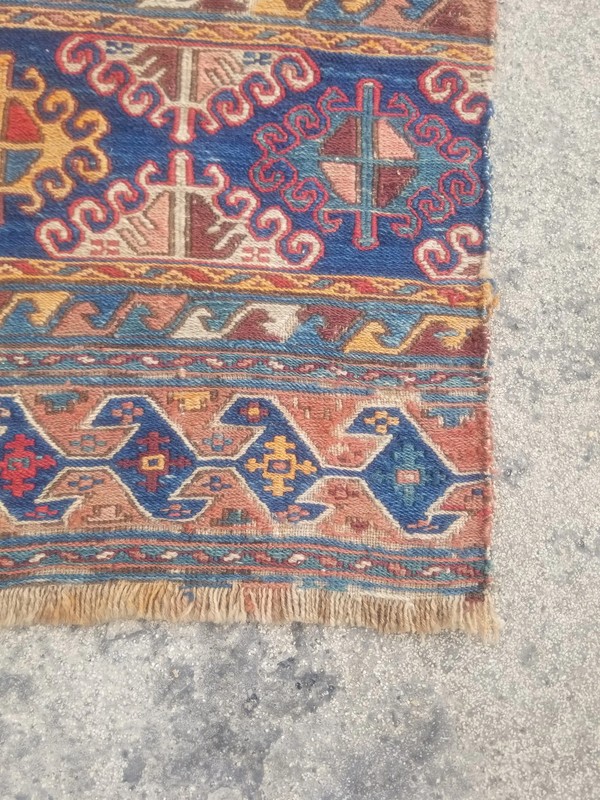 Distressed Fine Antique Traditional Handmade Shahsavan Wool Kilim 1.7x1.5 ft gallery