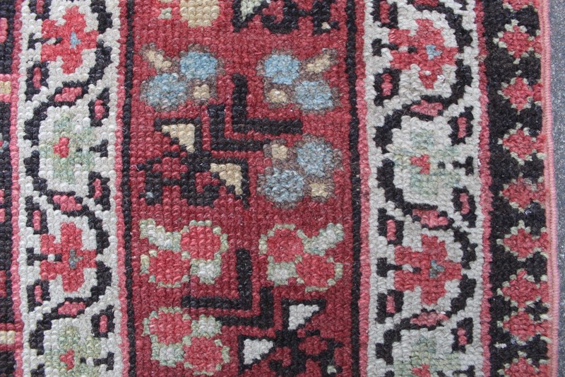 Antique Worn Hand Made Traditional Oriental Wool Brown Pink Large Rug 234x113cm gallery