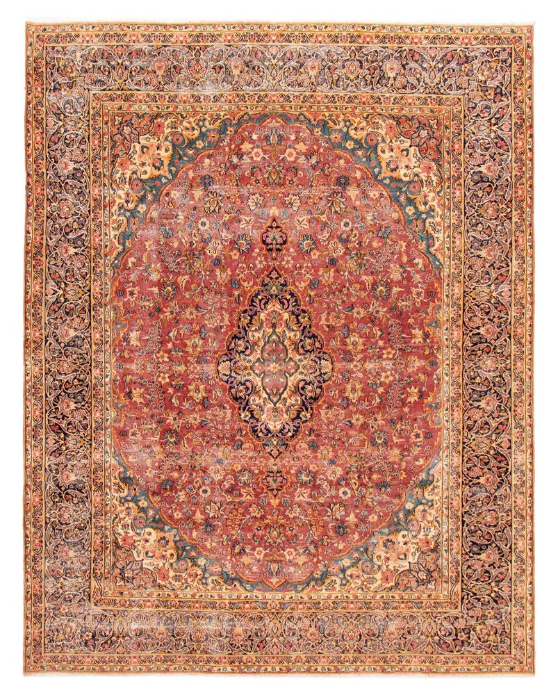 Vintage Hand-Knotted Carpet 9'8" x 12'4" Traditional Oriental Wool Area Rug