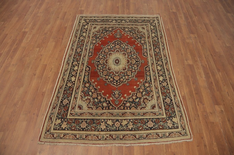Antique Vegetable Dye Rust Wool Hand-knotted Rug 4x6 Traditional Carpet gallery
