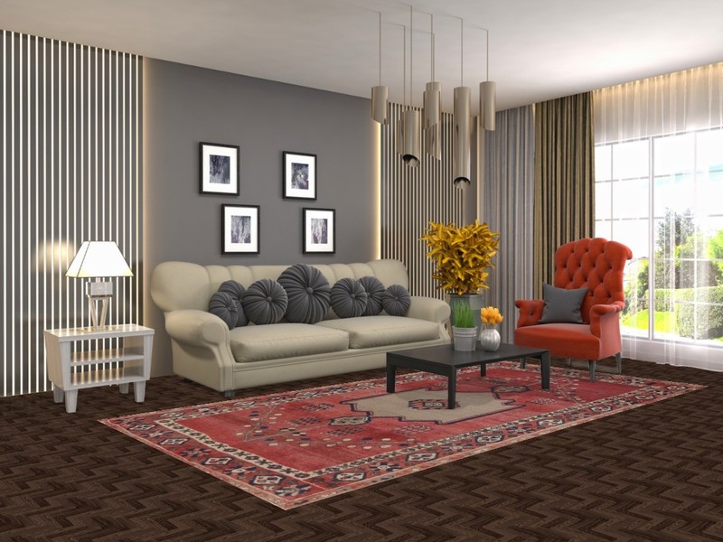 Geometric Red Living Room Rug 5x10 Hand-knotted Wool Traditional Carpet gallery