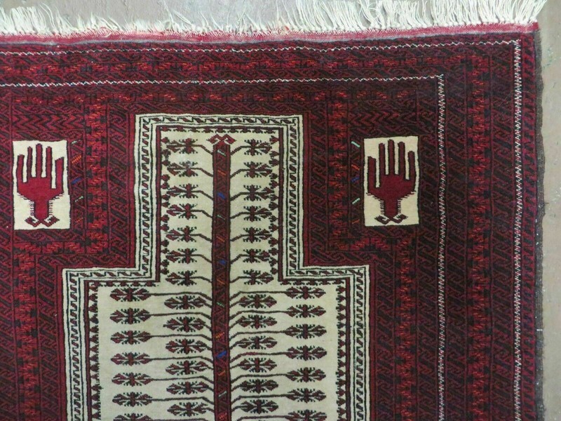 3' X 5' Antique Handmade Turkoman Balouchi Prayer Wool Rug Khamesh gallery