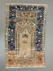 Distressed Turkish Rug 122×79 cm Vintage Shabby, Wool Tribal Blue, Beige Small