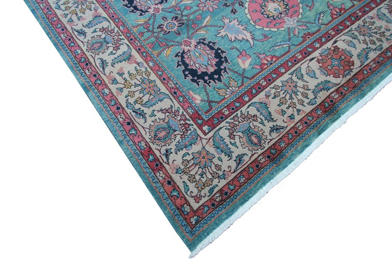 10x13 Incredible Vintage Handmade Oriental Area Rug Teal 294cmx389cm Green gallery