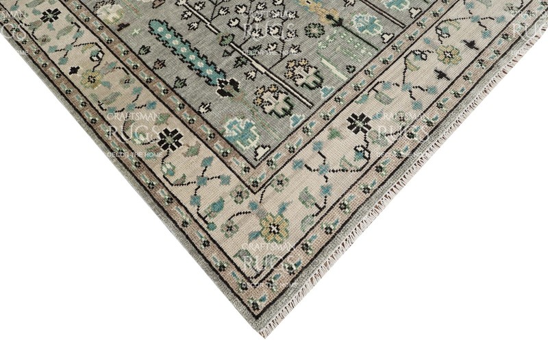 Symmetry Bloom Olive Area Rug-Light Gray Background with Animal Motifs 8x10 ft gallery