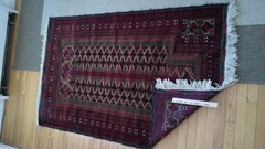 41″ X 64″ Vintage Handmade Tribal Wool Rug Balouch Afghan Rug Red Black,