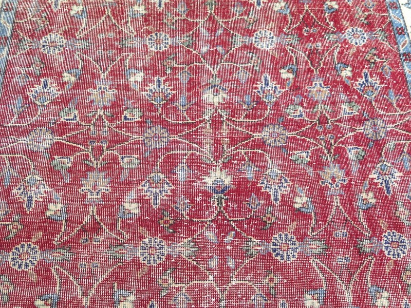 Area Rug Vintage Rug Handmade Red Turkish Carpet 6x9 Rug Wool Large Rug 69"x103" gallery