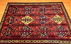 4.7 x 7 Handmade Antique One Of A Kind Bakhtiari Rug. Natural Dyes Fine Wool