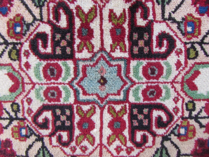 Vintage Hand Made Traditional Rug Oriental Wool Red Small Rug 67x59cm gallery