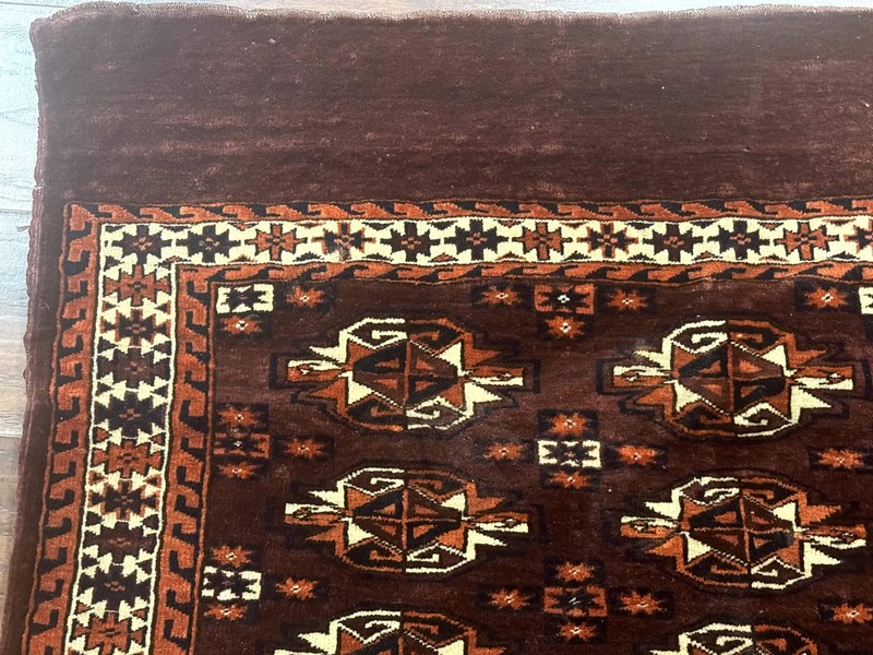 Turkoman Yamud Cushion Cover Rug 3x4 Burgundy Hand Knotted Wool Antique gallery