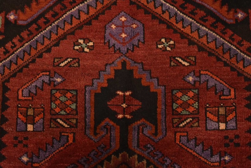 Hamedan Rug 4’6” x 8′ Red Wool Vintage Tribal Hand-Knotted Oriental Carpet gallery