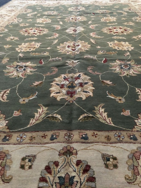 Handmade In India Chobi Design Green Area Rug 10'x14' Floral Pattern 100% Wool gallery