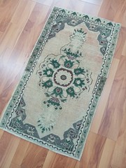 Rare Pattern Green Carpet, Handmade Beige Luxury Decor Rug Free Ship Rug