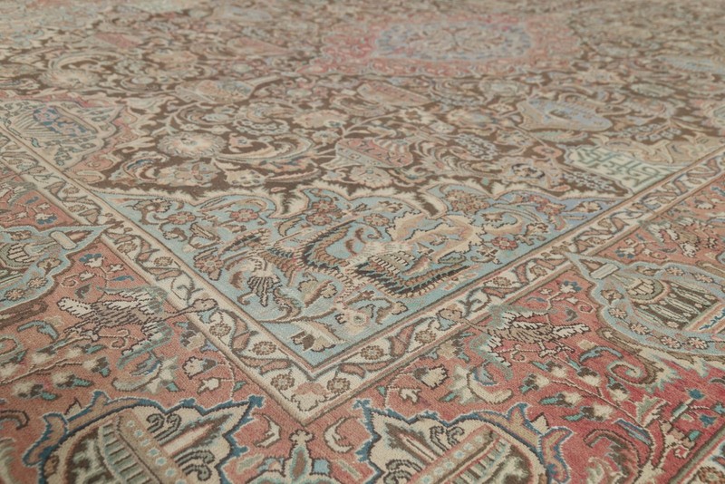 Vintage Brown Floral Area Rug 10x13 Hand-knotted Wool Carpet for Living Room gallery