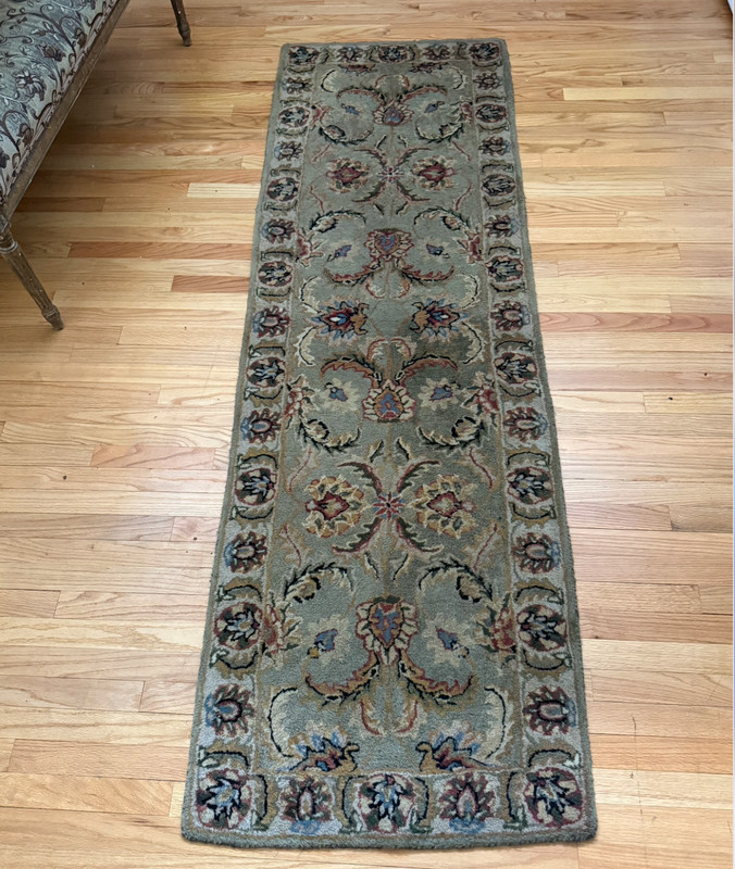 Persian Style Sage Green Floral Wool Runner Rug 2.5x7.5 Entryway Carpet gallery