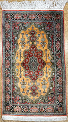 Antique Silk Oriental Rug Hand Knotted Vintage 3×4 Gold MINT Unused Rare Estate