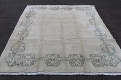 Vintage Hand Made Art Deco Chinese Oriental White Wool Large Carpet 259x169cm