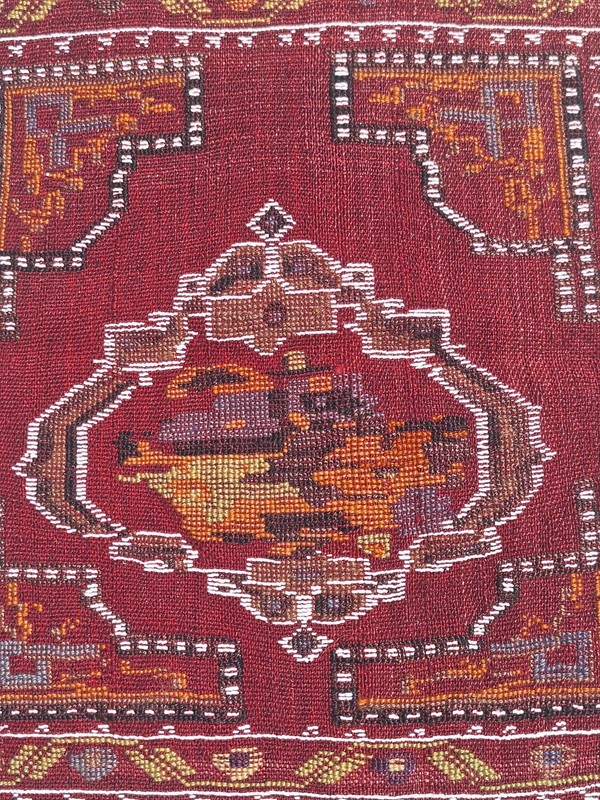 1950s Small Vintage Embroidery-Kilim, Anatolian HandWoven Art, Wall Decor Kilim gallery