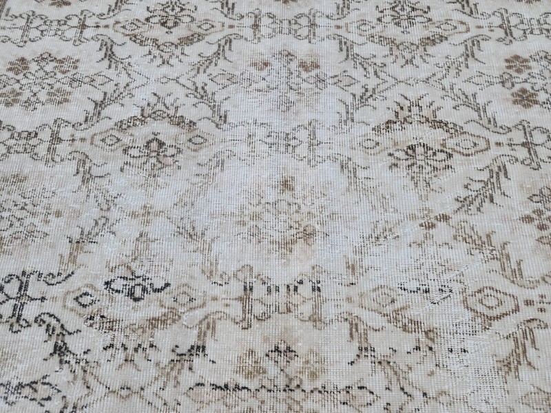 Oushak Rug 6x9, Neutral Rug Beige, Hand Knotted Area Rug, Vintage Rug Large gallery