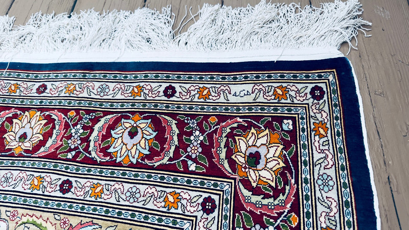Authenntic-100% Hereke Silk Rug 3x5ft Vintage Luxury Rug 80 RAJ gallery
