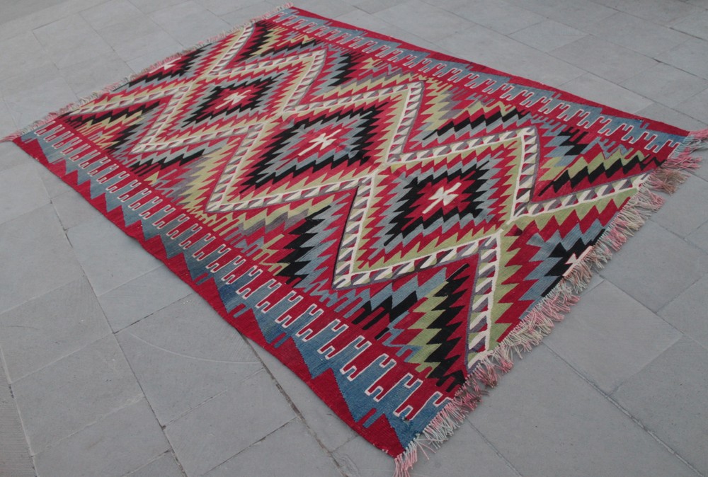 Turkish Kilim Rug 64''x89'' Hand Woven Esme Kilim 163x228cm