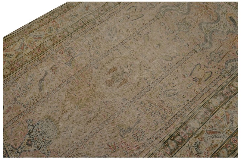 4x6 Rare Antique Fine Silk Handmade Traditional Rug Birds Design Pink c.1870 gallery