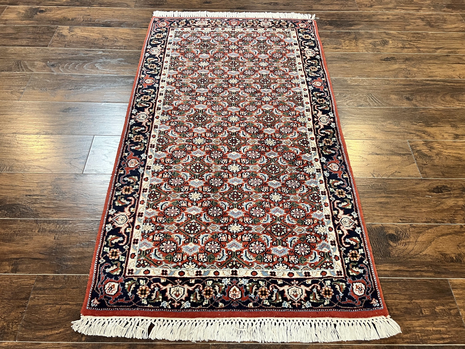 Indo Perisan Rug 3x5 Red Navy Blue Vintage Wool Handmade Small Bidjar Carpet gallery